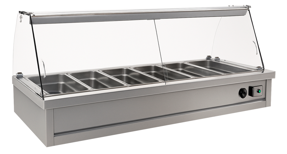 bain marie vitrine 6 bakken Artsteel BE-107-3 line 70 displays