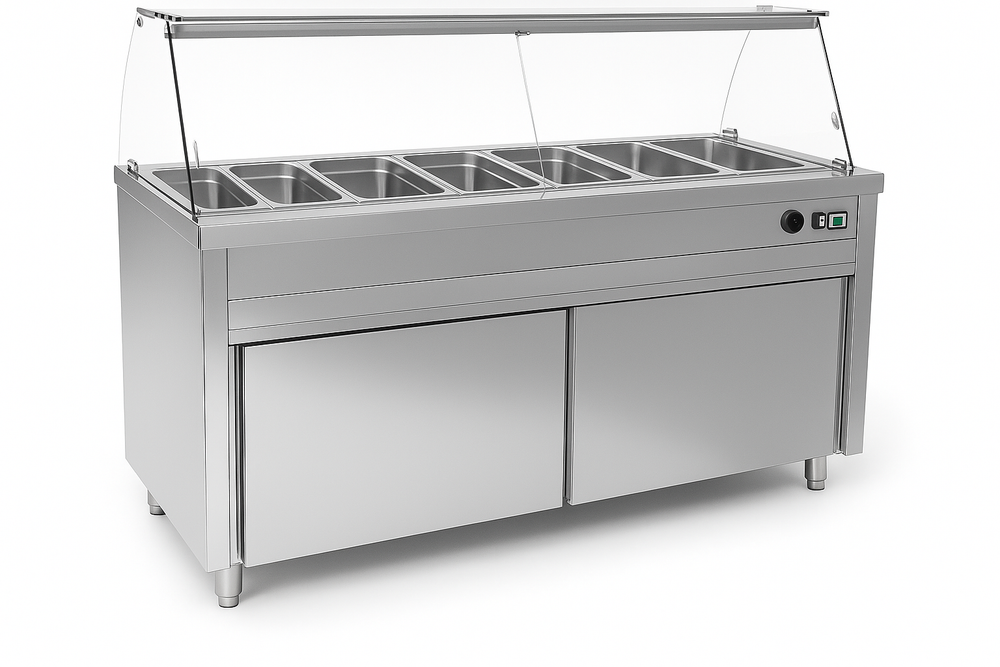 bain marie vitrine 7 bakken ArtSteel BM-140-4 line 70 displays