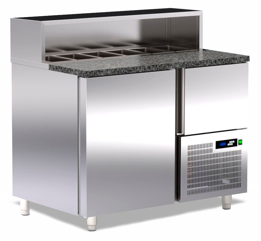 pizza koelwerkbank 1 deur, 1 lade en 6 topping bakken TR-107-PR ArtSteel pizza counters