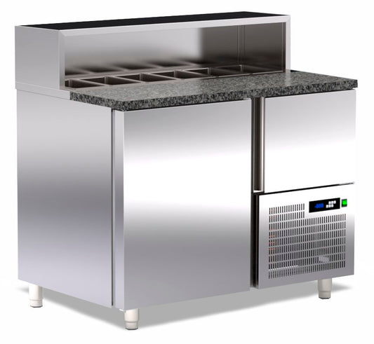pizza koelwerkbank 1 deur, 1 lade en 6 topping bakken TR-107-PR ArtSteel pizza counters