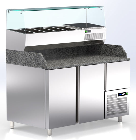 pizza koelwerkbank 2 deuren, 1 laden en 5 topping bakken TR-147-PR ArtSteel pizza counters