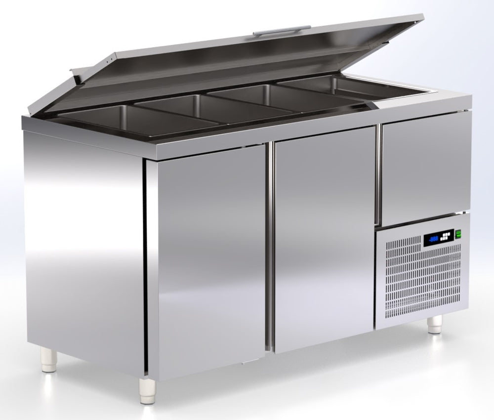 koeling 2 deuren, 1 laden en 4 salade bakken gekoeld ArtSteel TR-147-SR