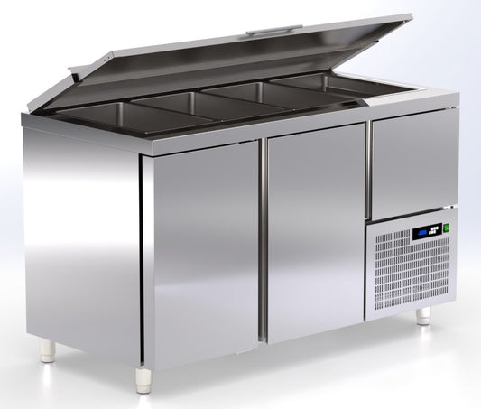 koeling 2 deuren, 1 laden en 4 salade bakken gekoeld ArtSteel TR-147-SR