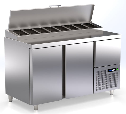 koelwerkbank 8 salade bakken , 2 deuren en 1 lade TR-147-TR ArtSteel