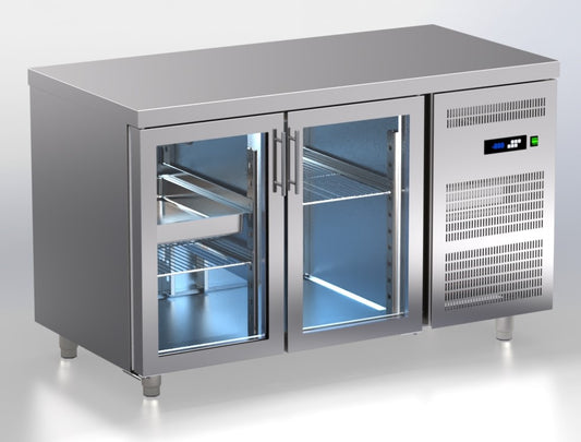 koelwerkbank 2 glazen deuren TR-14G-GR ArtSteel
