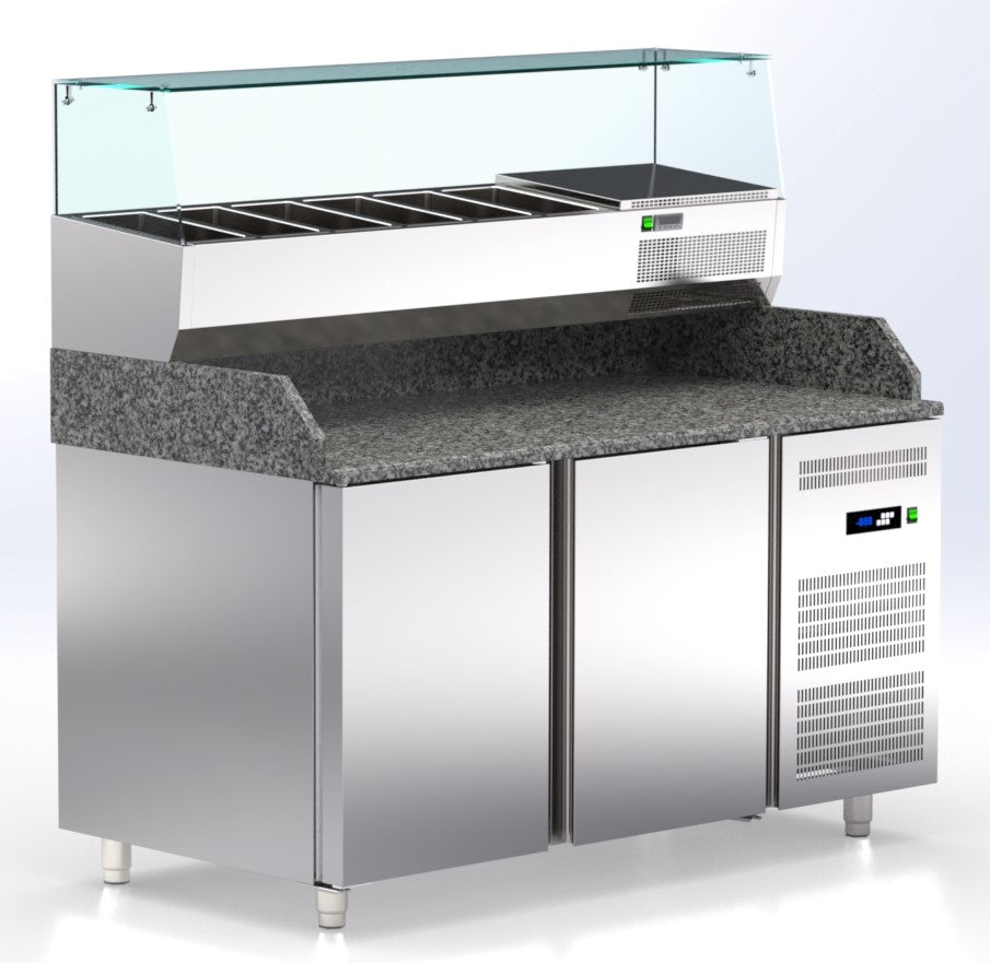 pizza koelwerkbank 2 deuren en  6 topping bakken TR-158-PR ArtSteel pizza counters