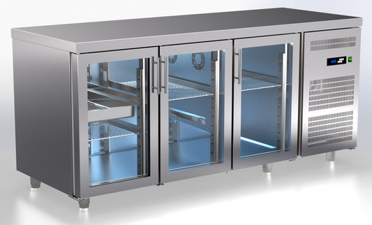 koelwerkbank 3 glazen deuren TR-18G-GR ArtSteel