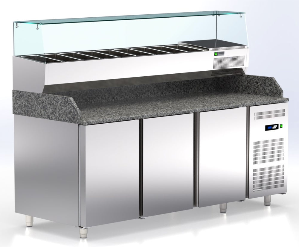 pizza koelwerkbank 3 deuren en 9 topping bakken TR-208-PR ArtSteel pizza counters