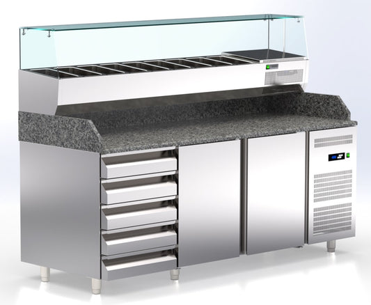 pizza koelwerkbank 4 lades, 2 deuren en 9 topping bakken ArtSteel TR-20S-PR pizza counters