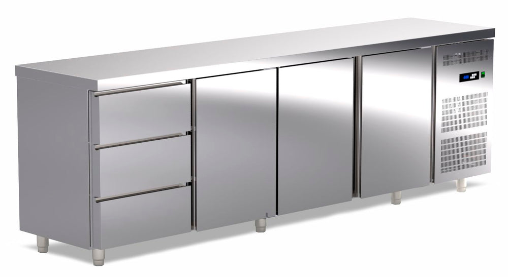 koelwerkbank 3 laden 3 deuren TR-237-G3R Art Steel