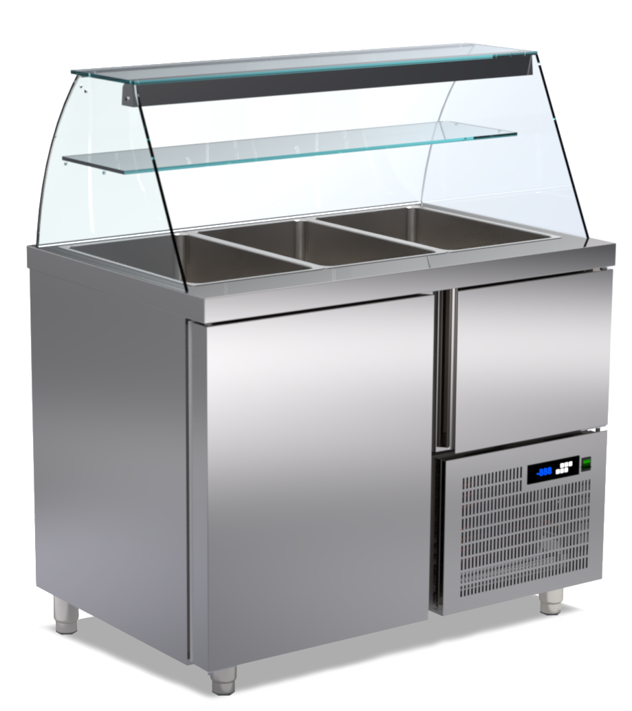 salade vitrine 3 bakken en 2 deuren VR_107_ER ArtSteel saladette line 70
