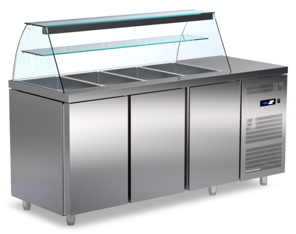 koel werkbank salad line 3 deuren 4 bakken ArtSteel VR_187_GR saladette line 70