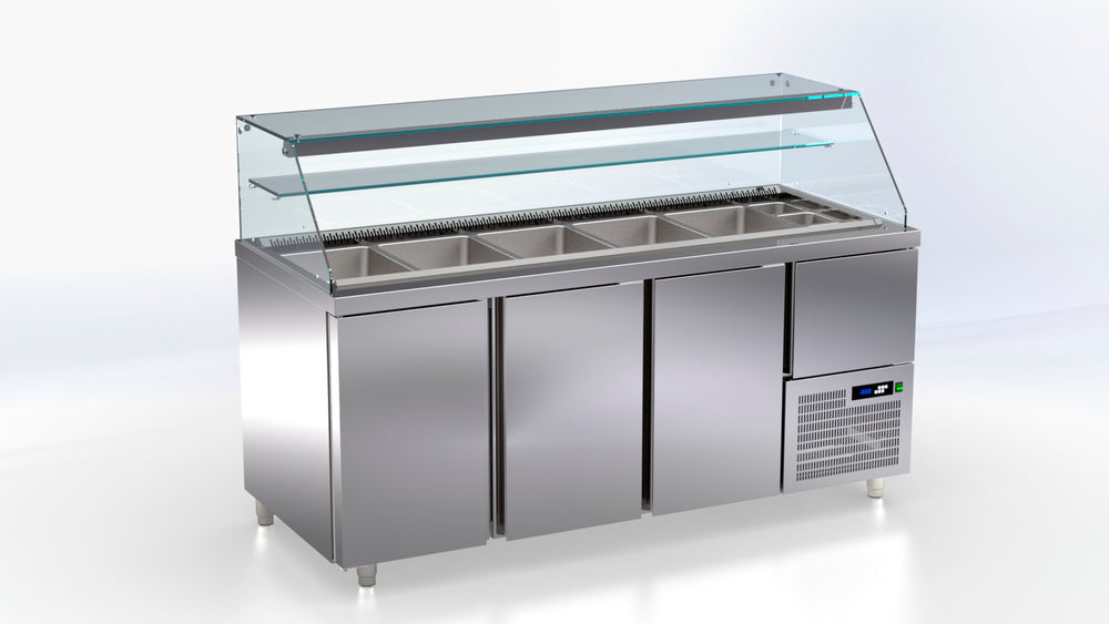 koelvitrine 3,5 deur 5 grote bakken 1 kleine bakken ArtSteel VR_188_AR snack line 80