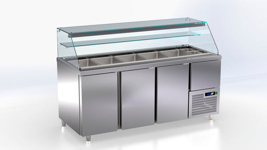 koelvitrine 3,5 deur 5 grote bakken 1 kleine bakken ArtSteel VR_188_AR snack line 80